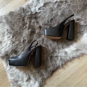 Topshop Black Platform Slingback Heels